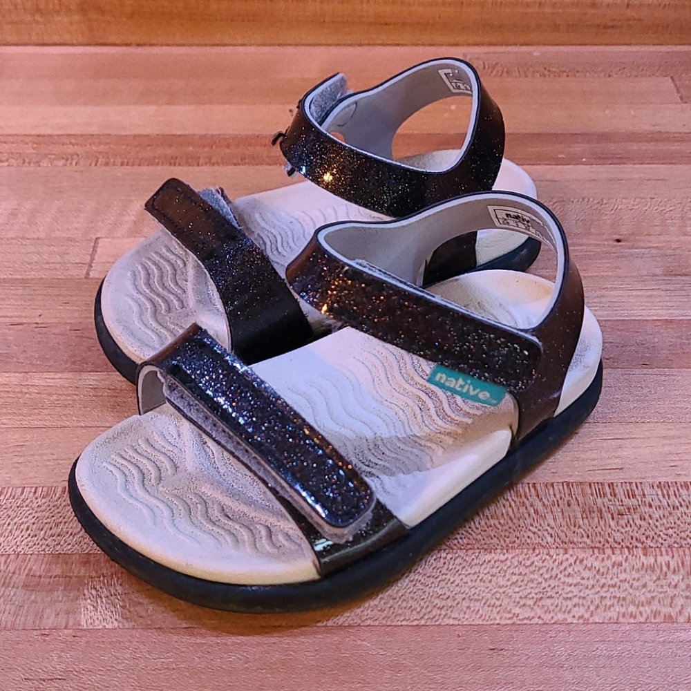 NATIVE charley black glitter sandal size 6
